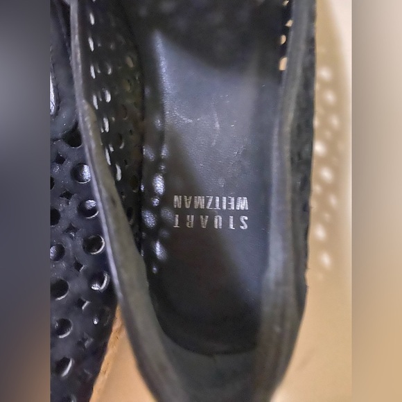Stuart Weitzman Black Perforated Espadrille Loafers - Picture 5 of 7